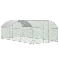 HKM-1105213 Large Metal Chicken Run with Waterproof UV Cover, Dome Shaped Walk-in Coop for Outdoor Use, 9.84' x 19.68' x 6.56'