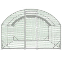HKM-1105213 Large Metal Chicken Run with Waterproof UV Cover, Dome Shaped Walk-in Coop for Outdoor Use, 9.84' x 19.68' x 6.56'