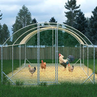 HKM-1105213 Large Metal Chicken Run with Waterproof UV Cover, Dome Shaped Walk-in Coop for Outdoor Use, 9.84' x 19.68' x 6.56'