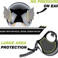 HKM-1105981 Dog Motorcycle Helmet with Stickers and Bamboo Dragonfly Decoration - Durable ABS+PC Material, Black