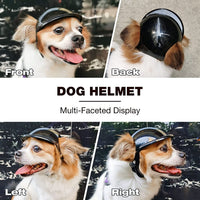 HKM-1105981 Dog Motorcycle Helmet with Stickers and Bamboo Dragonfly Decoration - Durable ABS+PC Material, Black