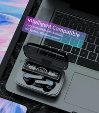 HKM-110611 Wireless TWS Earbuds with Power Bank - Dual Ear Bluetooth Earphones for IOS & Android Gaming - Black Design