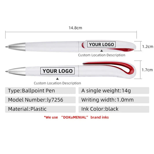 HKM-110739 Custom Plastic Ballpoint Pen with Logo, Twist Action, 1.0mm Black Ink, Lightweight Design
