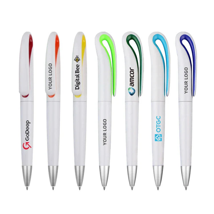 HKM-110739 Custom Plastic Ballpoint Pen with Logo, Twist Action, 1.0mm Black Ink, Lightweight Design