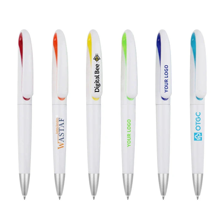 HKM-110739 Custom Plastic Ballpoint Pen with Logo, Twist Action, 1.0mm Black Ink, Lightweight Design