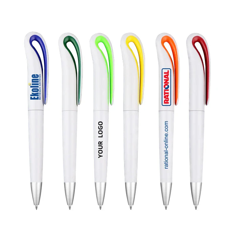 HKM-110739 Custom Plastic Ballpoint Pen with Logo, Twist Action, 1.0mm Black Ink, Lightweight Design