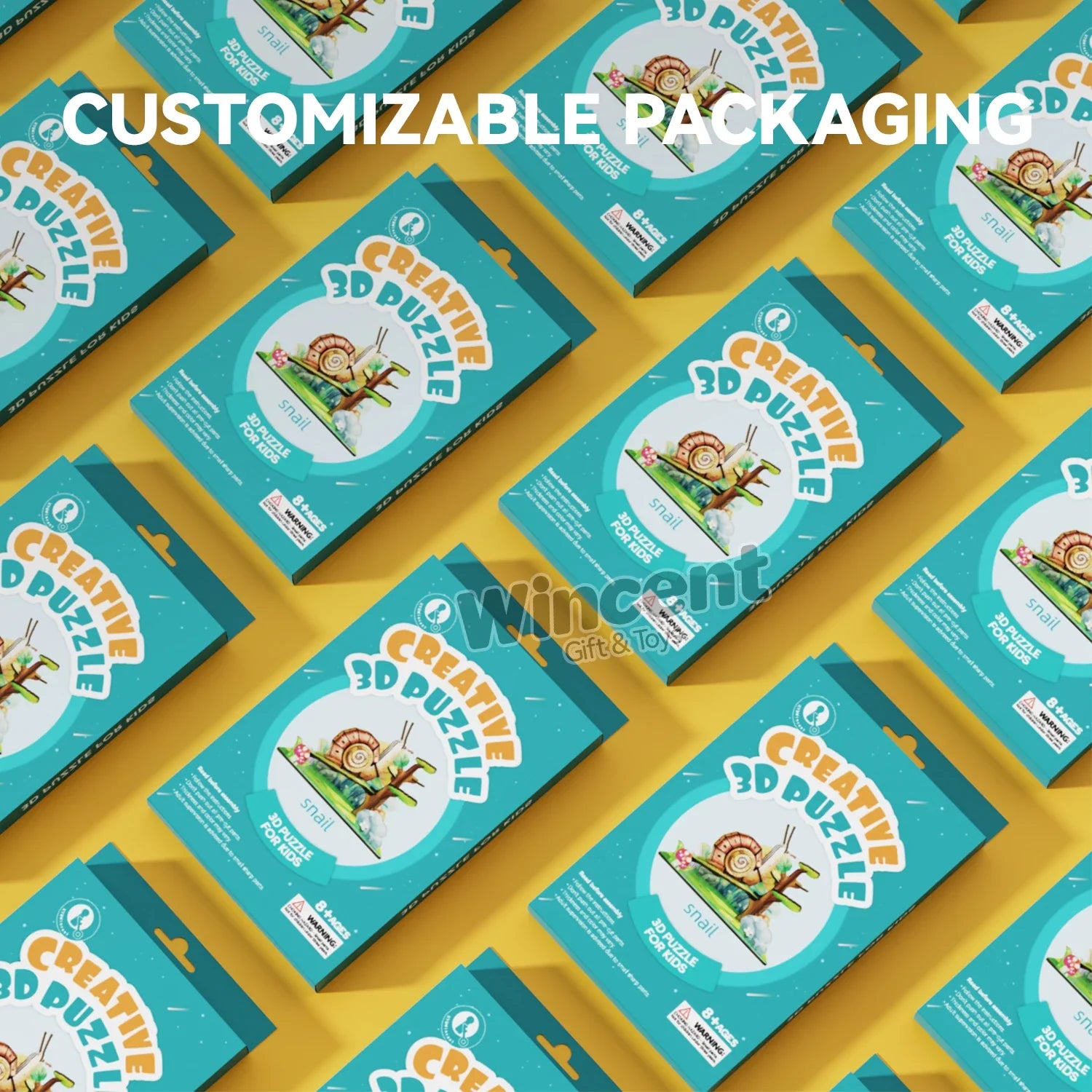 HKM-110739 Handmade Wooden Snail Puzzle Kit - Miniature Craft Animal Decoration for Desktop