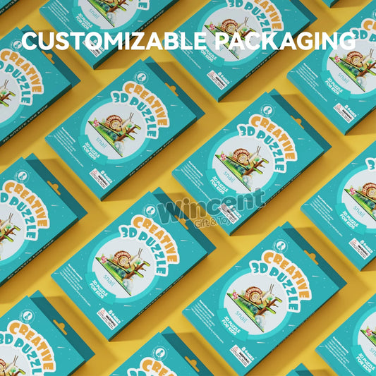 HKM-110739 Handmade Wooden Snail Puzzle Kit - Miniature Craft Animal Decoration for Desktop