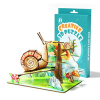 HKM-110739 Handmade Wooden Snail Puzzle Kit - Miniature Craft Animal Decoration for Desktop