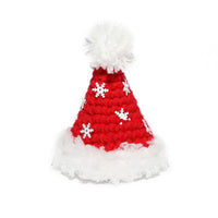 HKM-1108413 Festive Hand Woven Pet Christmas Hat and Scarf Set in Red and Green