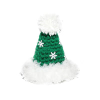 HKM-1108413 Festive Hand Woven Pet Christmas Hat and Scarf Set in Red and Green