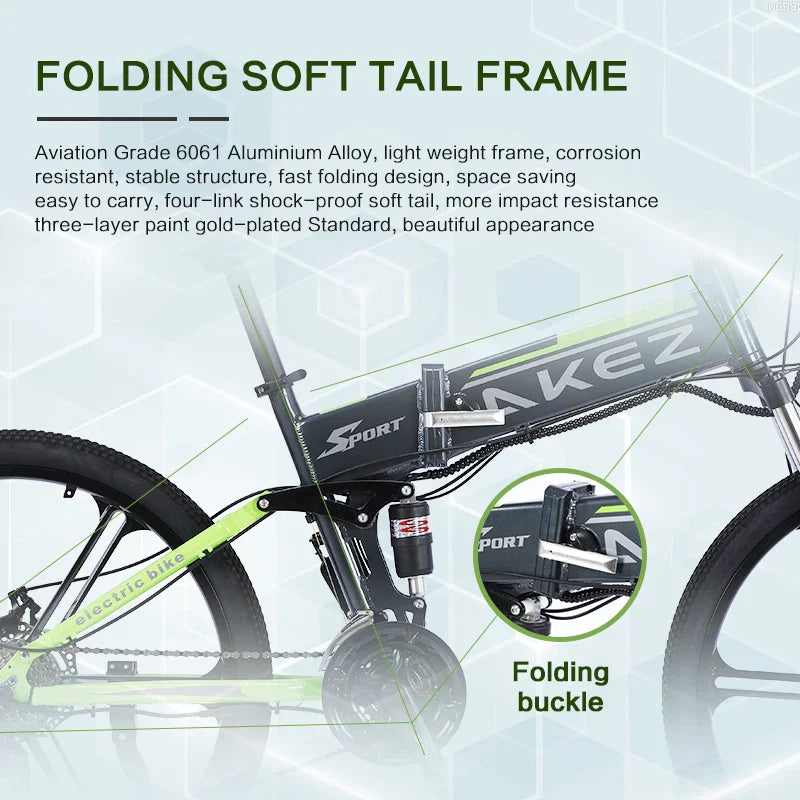 HKM-110931 26" Foldable Electric Mountain Bike with 36V 350W Motor and Lightweight Alloy Frame