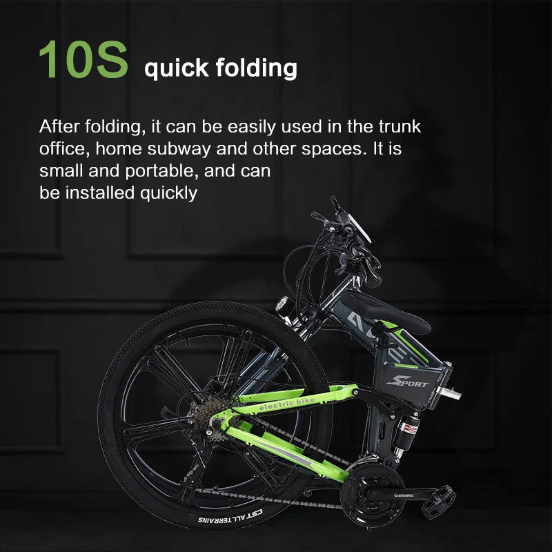 HKM-110931 26" Foldable Electric Mountain Bike with 36V 350W Motor and Lightweight Alloy Frame
