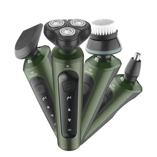 HKM-110931 4-in-1 Waterproof USB Rechargeable Rotary Electric Shaver and Beard Trimmer for Men