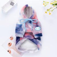 HKM-1109949 Cozy Silver Fox Velvet Tie-Dyed Hoodie for Cats - Autumn/Winter Edition