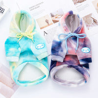 HKM-1109949 Cozy Silver Fox Velvet Tie-Dyed Hoodie for Cats - Autumn/Winter Edition