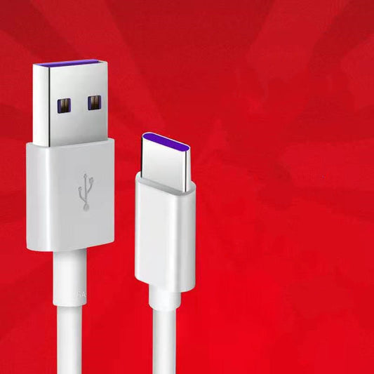 HKM-110995 Universal 5A Super Fast Charging Type-C Data Cable for Mobile Devices - 1 Meter, PVC Material, White