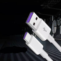 HKM-110995 Universal 5A Super Fast Charging Type-C Data Cable for Mobile Devices - 1 Meter, PVC Material, White