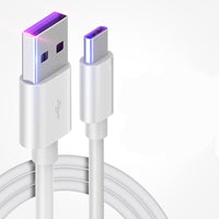 HKM-110995 Universal 5A Super Fast Charging Type-C Data Cable for Mobile Devices - 1 Meter, PVC Material, White