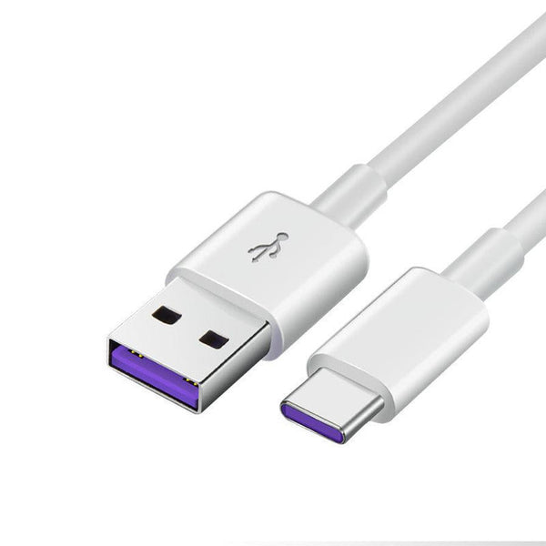 HKM-110995 Universal 5A Super Fast Charging Type-C Data Cable for Mobile Devices - 1 Meter, PVC Material, White