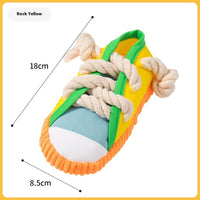 HKM-1110973 Dog Sound Slippers Toy for Stress Relief - Durable Molar Chew Toy in Rock Yellow, Black, and Sea Fog Blue