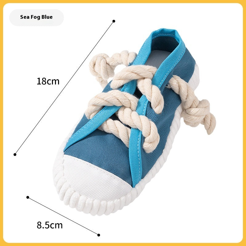 HKM-1110973 Dog Sound Slippers Toy for Stress Relief - Durable Molar Chew Toy in Rock Yellow, Black, and Sea Fog Blue
