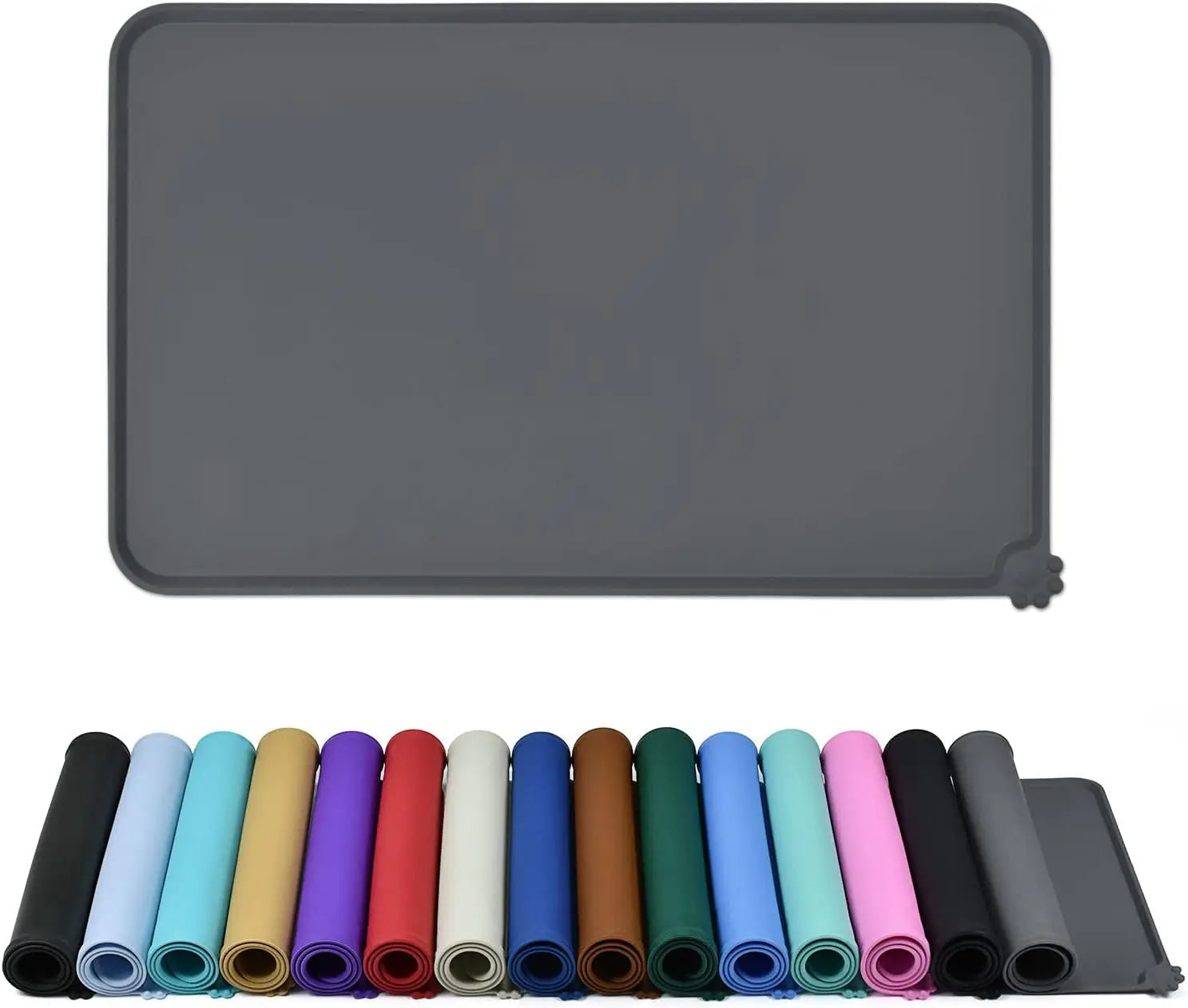 HKM-111123 Non-Slip Waterproof Silicone Pet Feeding Mat with High Lipped Design for Easy Cleanup