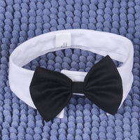 HKM-1111357 Gentleman Dog Bow Tie and Scarf Collar Ornament for Small and Medium Breeds in Black and White