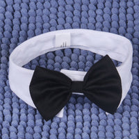 HKM-1111357 Gentleman Dog Bow Tie and Scarf Collar Ornament for Small and Medium Breeds in Black and White