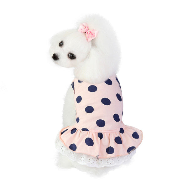 HKM-1111741 Lace Polka Dot Cotton Dog Clothes for Leisure Wear