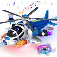 HKM-111251 Friction-Powered Helicopter Toy for Kids - Plastic Airplane Model, Ages 2 to 13