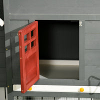 HKM-1113021 Extra Large Wooden Chicken Coop with Asphalt Roof, Nesting Box, and Run for 3-6 Chickens - Gray