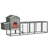 HKM-1113021 Extra Large Wooden Chicken Coop with Asphalt Roof, Nesting Box, and Run for 3-6 Chickens - Gray