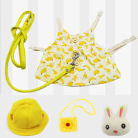 HKM-1113149 Small Banana Cotton Clothing Set with Traction Rope for Pet Rabbits, Guinea Pigs, and Chinchillas