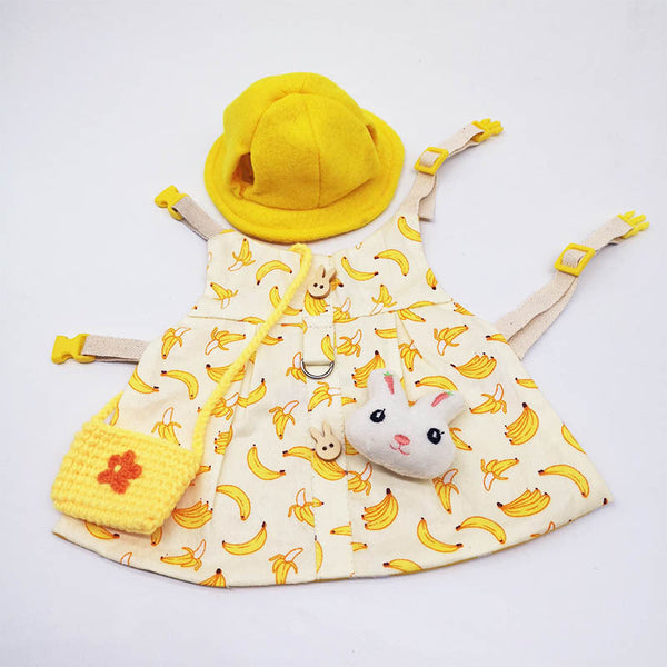 HKM-1113149 Small Banana Cotton Clothing Set with Traction Rope for Pet Rabbits, Guinea Pigs, and Chinchillas