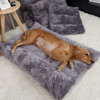 HKM-1113405 Plush Quilted Dog Bed in Four Sizes: Short Plush & Cotton Construction