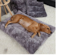 HKM-1113405 Plush Quilted Dog Bed in Four Sizes: Short Plush & Cotton Construction