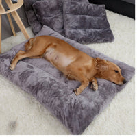 HKM-1113405 Plush Quilted Dog Bed in Four Sizes: Short Plush & Cotton Construction