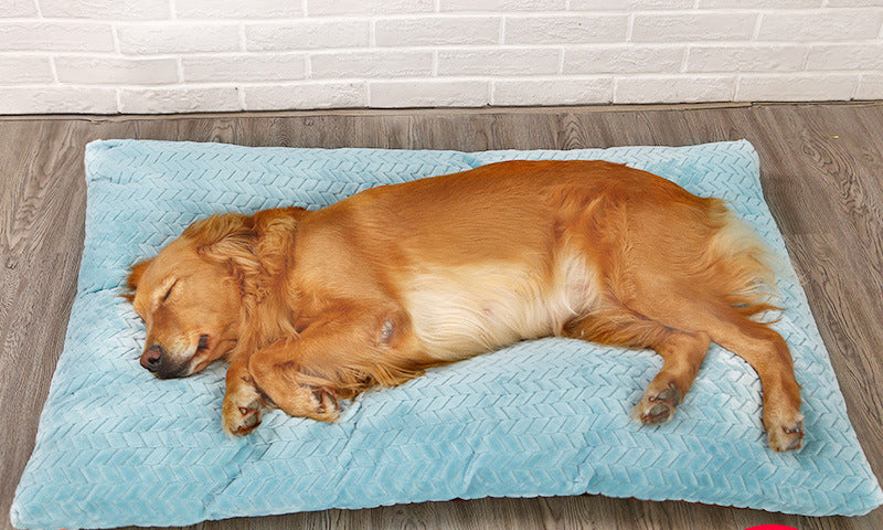 HKM-1113405 Plush Quilted Dog Bed in Four Sizes: Short Plush & Cotton Construction