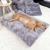 HKM-1113405 Plush Quilted Dog Bed in Four Sizes: Short Plush & Cotton Construction