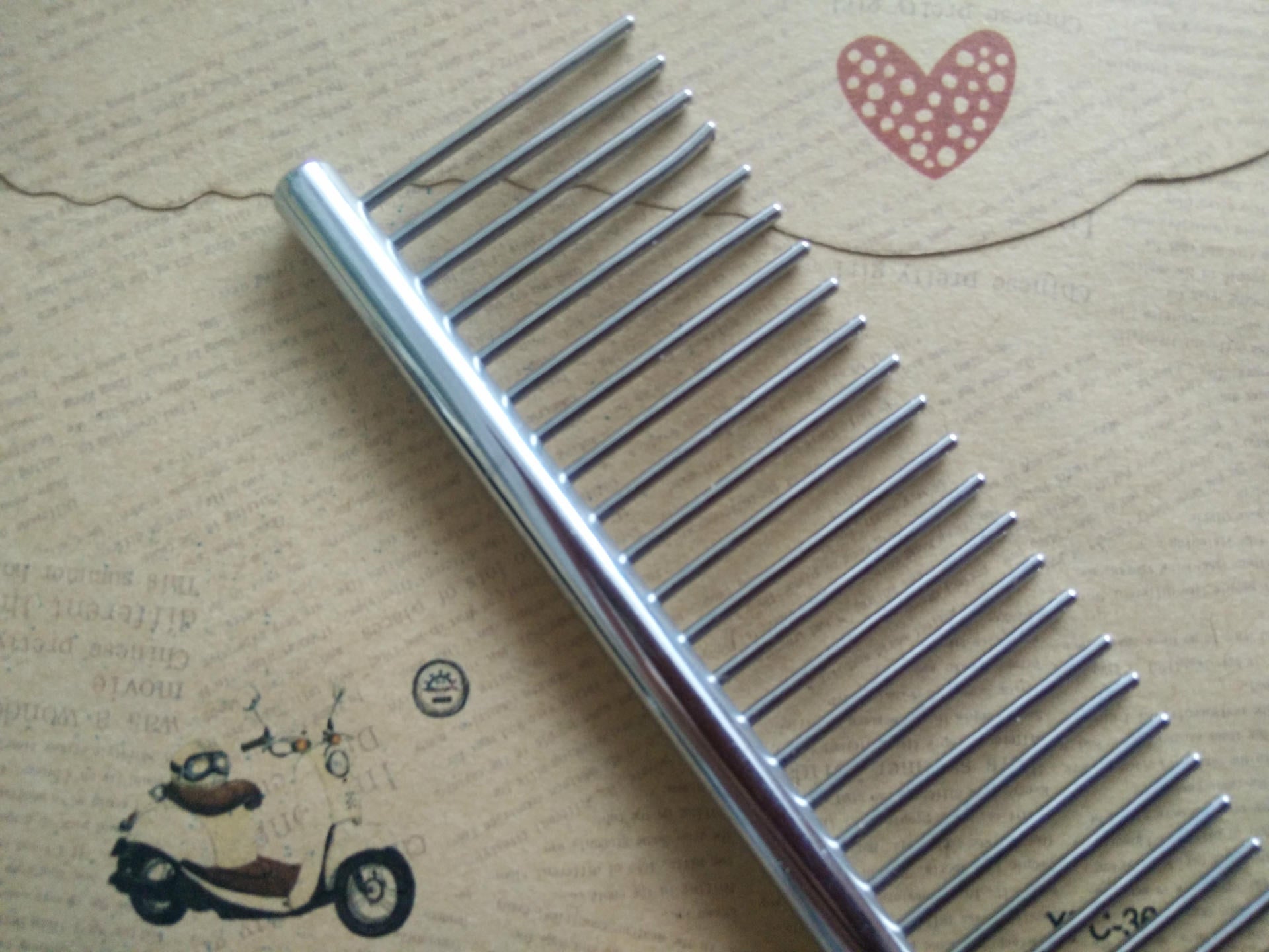 HKM-1114941 Stainless Steel Pet Grooming Comb - 19cm Long with Rounded Bar for Dogs