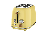HKM-111507 Retro Stainless Steel Wide Slot Toaster for Bread and Waffles – 2 Slice Electric Toaster