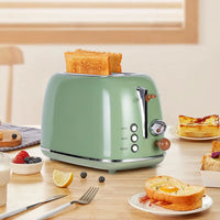 HKM-111507 Retro Stainless Steel Wide Slot Toaster for Bread and Waffles – 2 Slice Electric Toaster