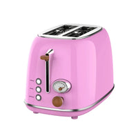 HKM-111507 Retro Stainless Steel Wide Slot Toaster for Bread and Waffles – 2 Slice Electric Toaster