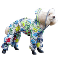 HKM-1115709 Four-Legged Waterproof Dog Raincoat in Navy Blue with Sling Traction