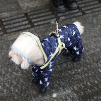 HKM-1115709 Four-Legged Waterproof Dog Raincoat in Navy Blue with Sling Traction