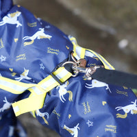 HKM-1115709 Four-Legged Waterproof Dog Raincoat in Navy Blue with Sling Traction