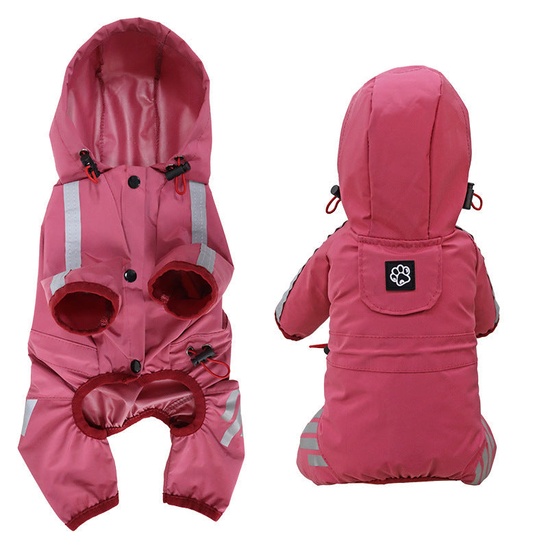 HKM-1116733 Waterproof Dog Raincoat Cape for Four Legs - Breathable Polyester in Pink, Blue, and Yellow