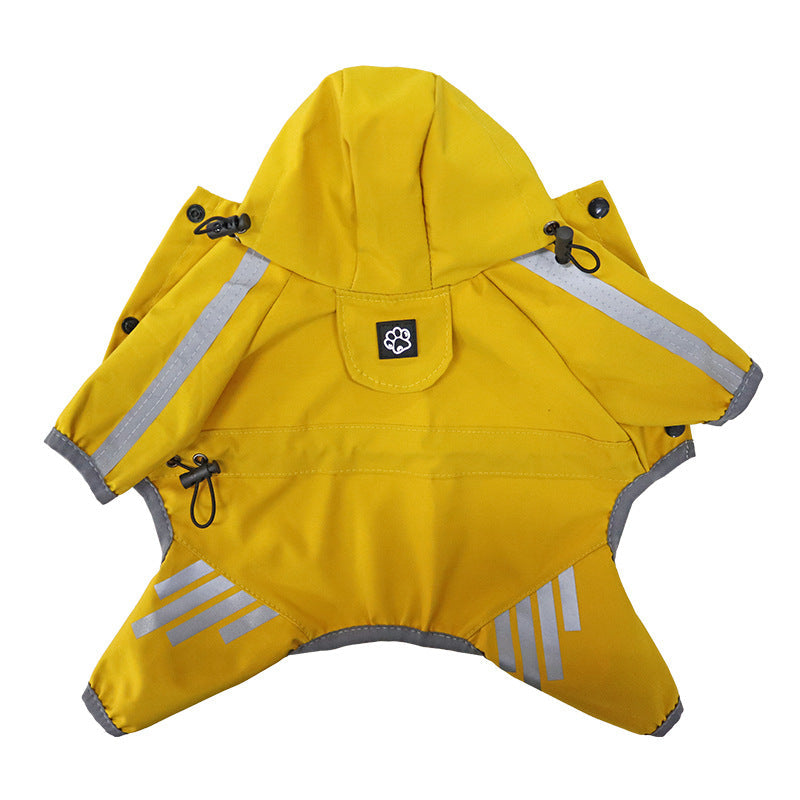 HKM-1116733 Waterproof Dog Raincoat Cape for Four Legs - Breathable Polyester in Pink, Blue, and Yellow