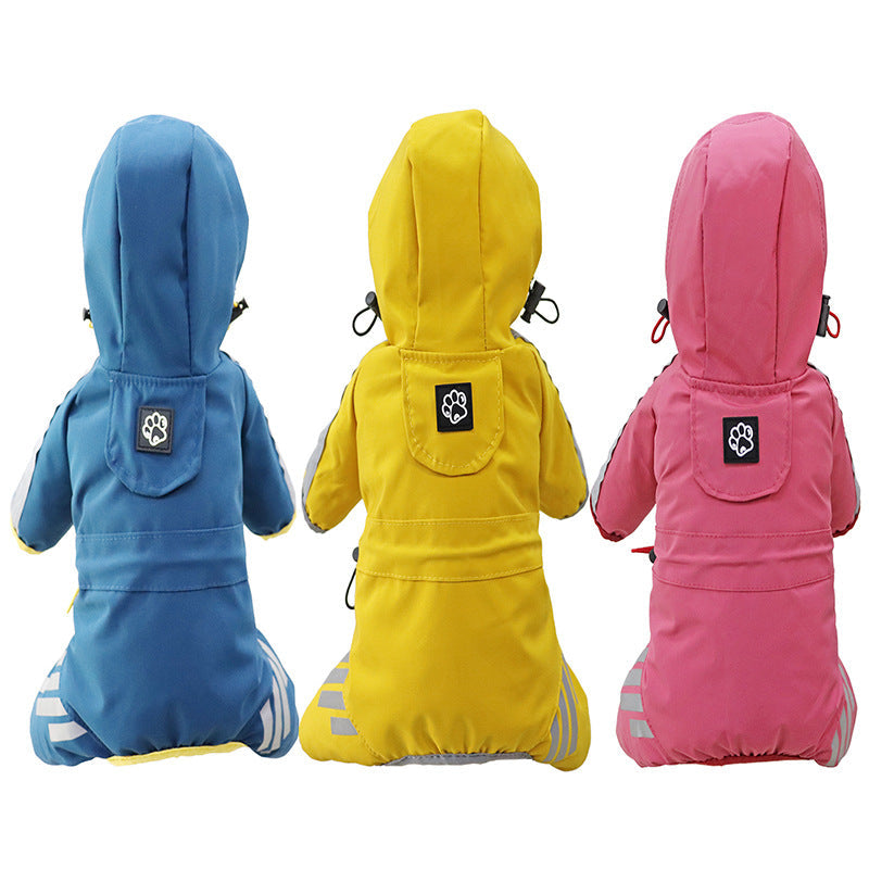 HKM-1116733 Waterproof Dog Raincoat Cape for Four Legs - Breathable Polyester in Pink, Blue, and Yellow